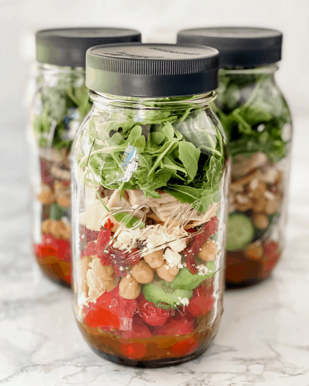 layered california salad in a jar 