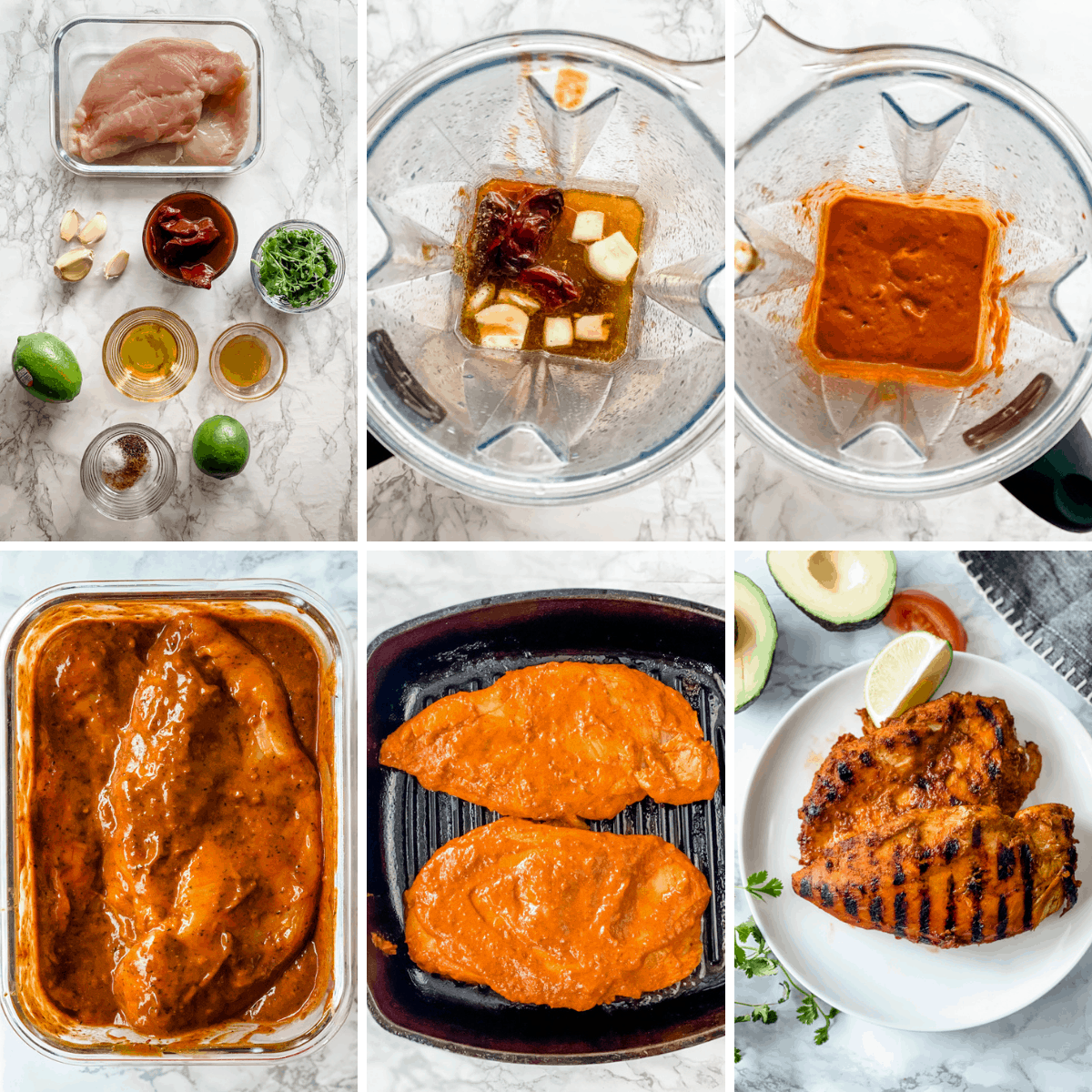 step by step collage on making chipotle chicken marinade.