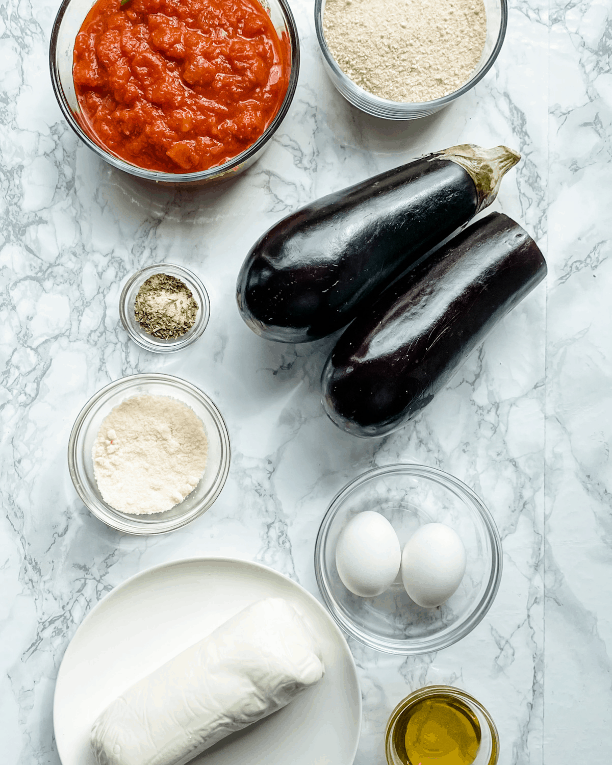 ingredients to make healthy Eggplant Parmesan