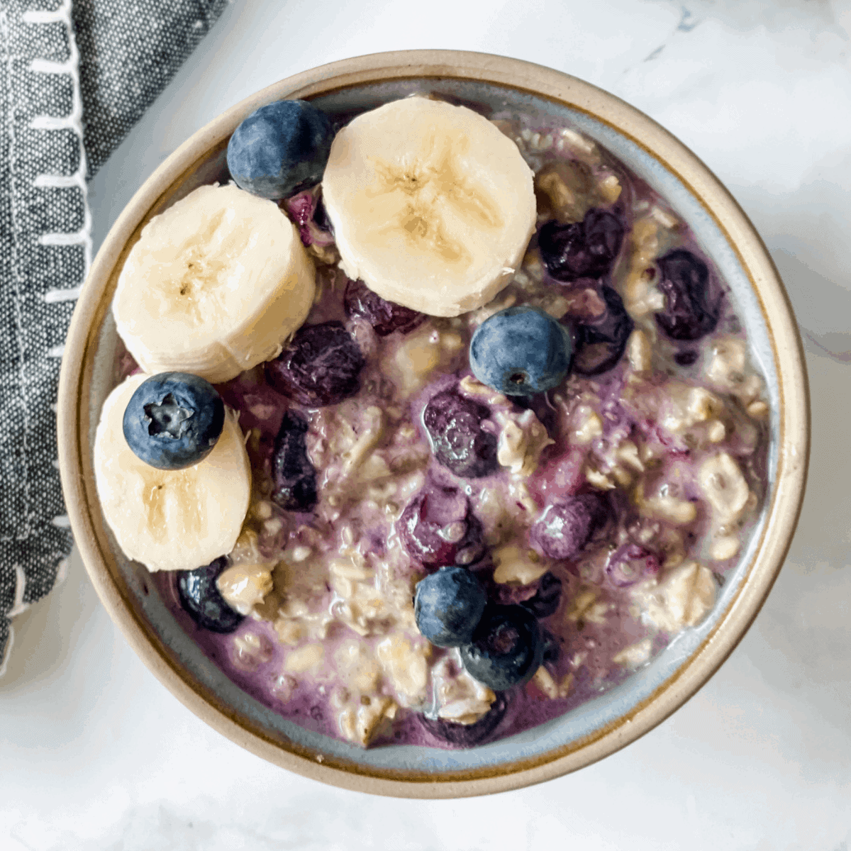 blueberry overnight oats in a bowl