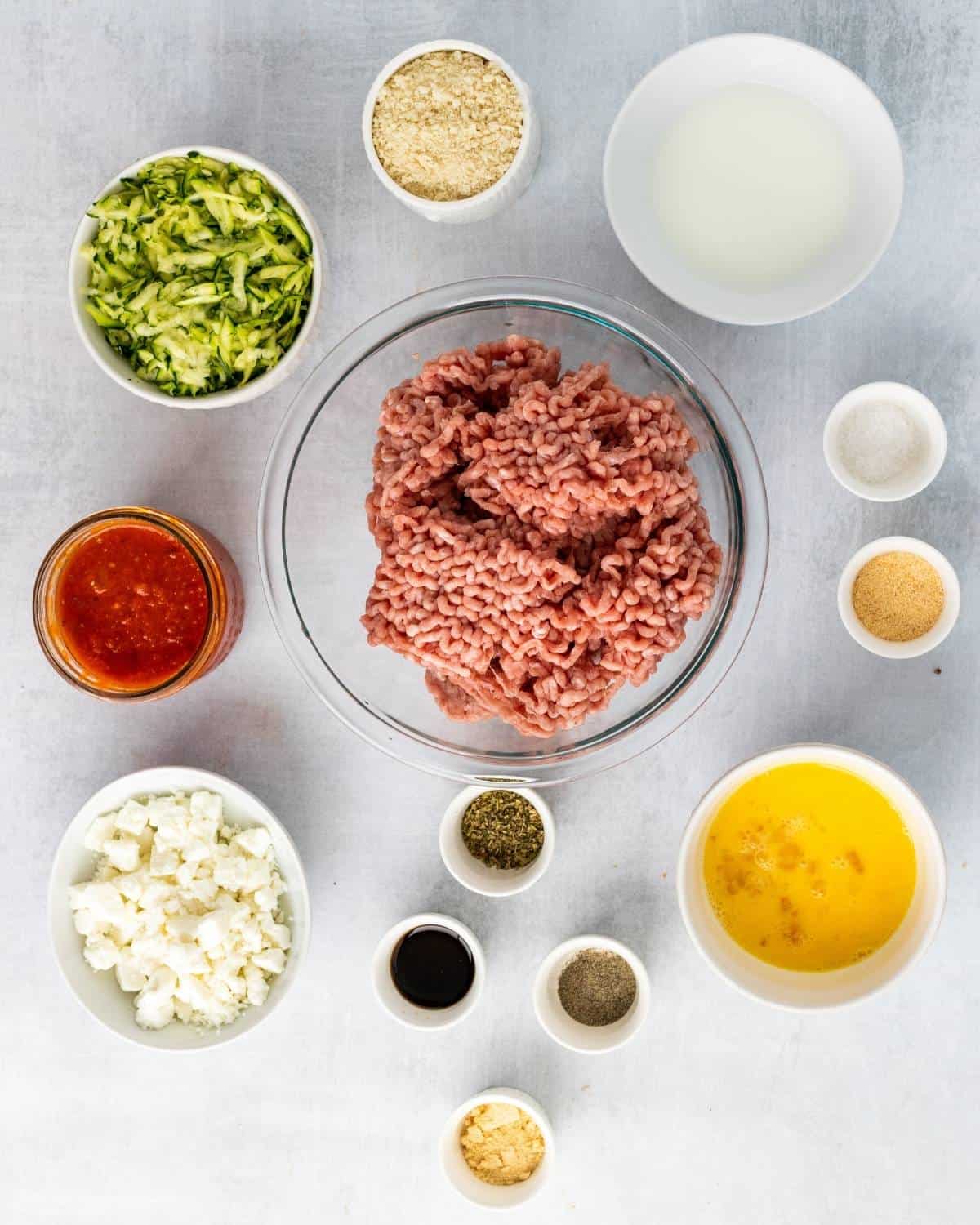 ingredients to make a moist and delicious zucchini meatloaf recipe