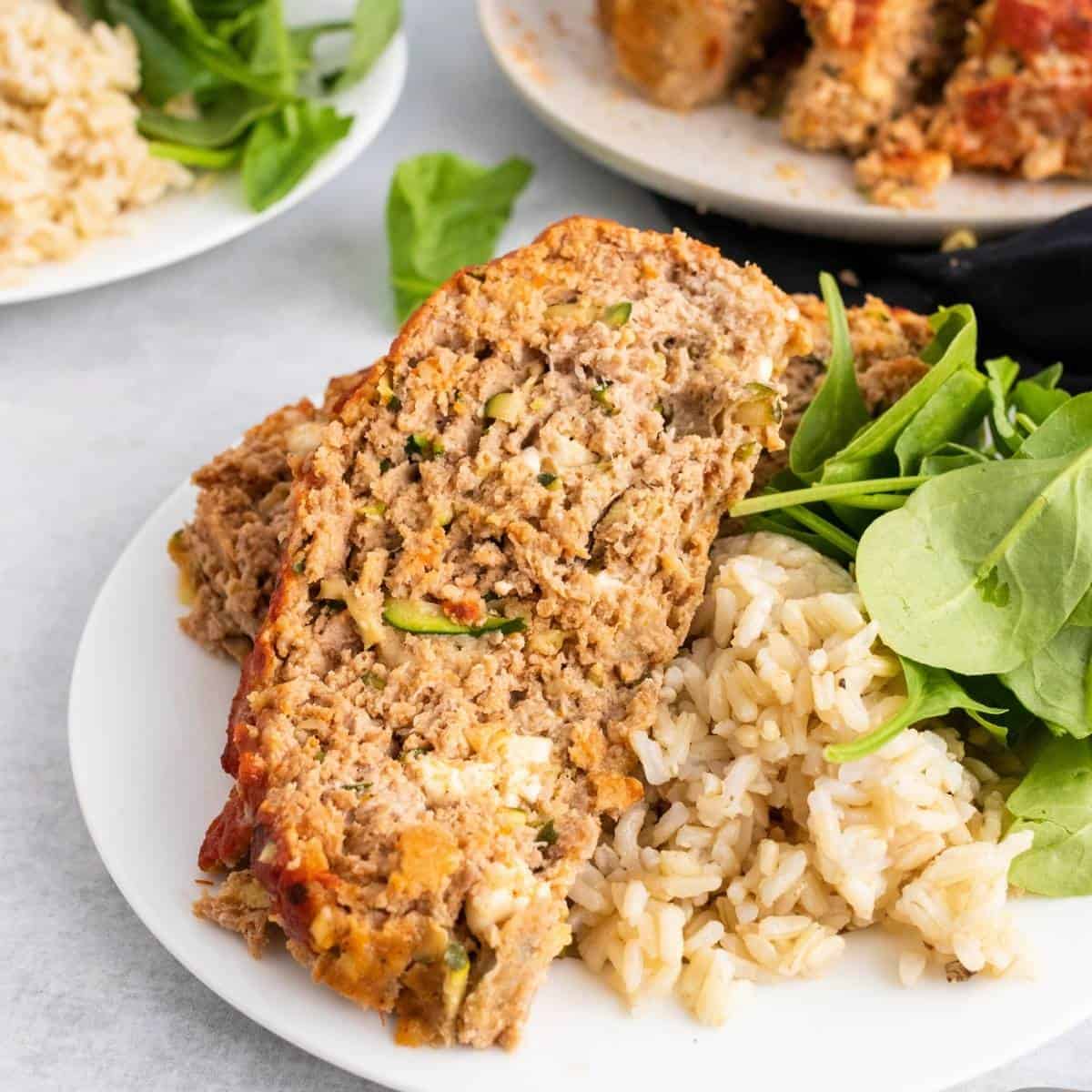 Delicious turkey zucchini meatloaf with feta