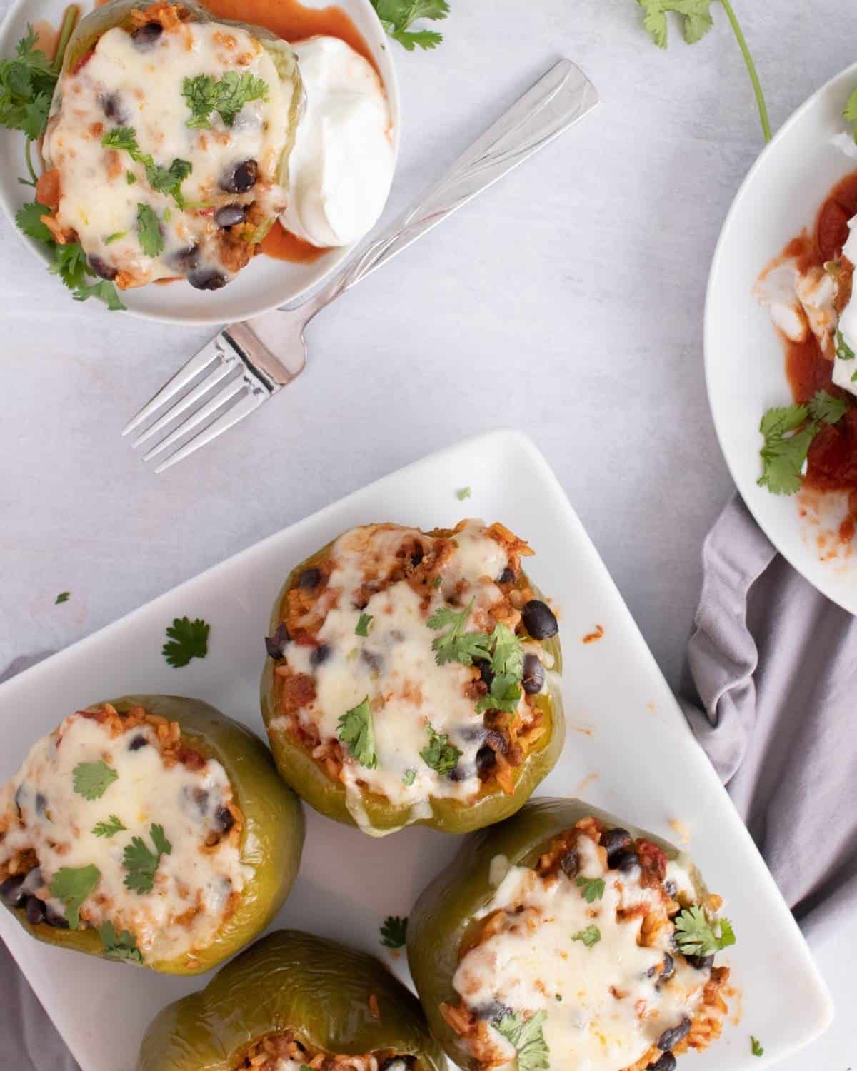 mexican stuffed bell peppers on a plate