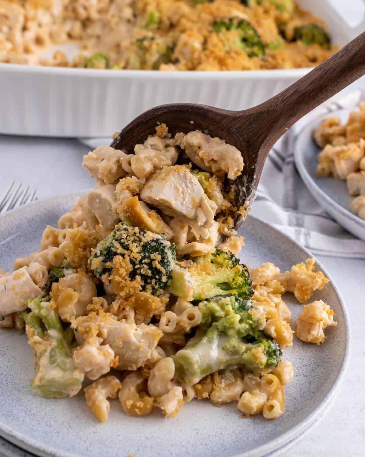 chicken broccoli bake cooked and on a plate