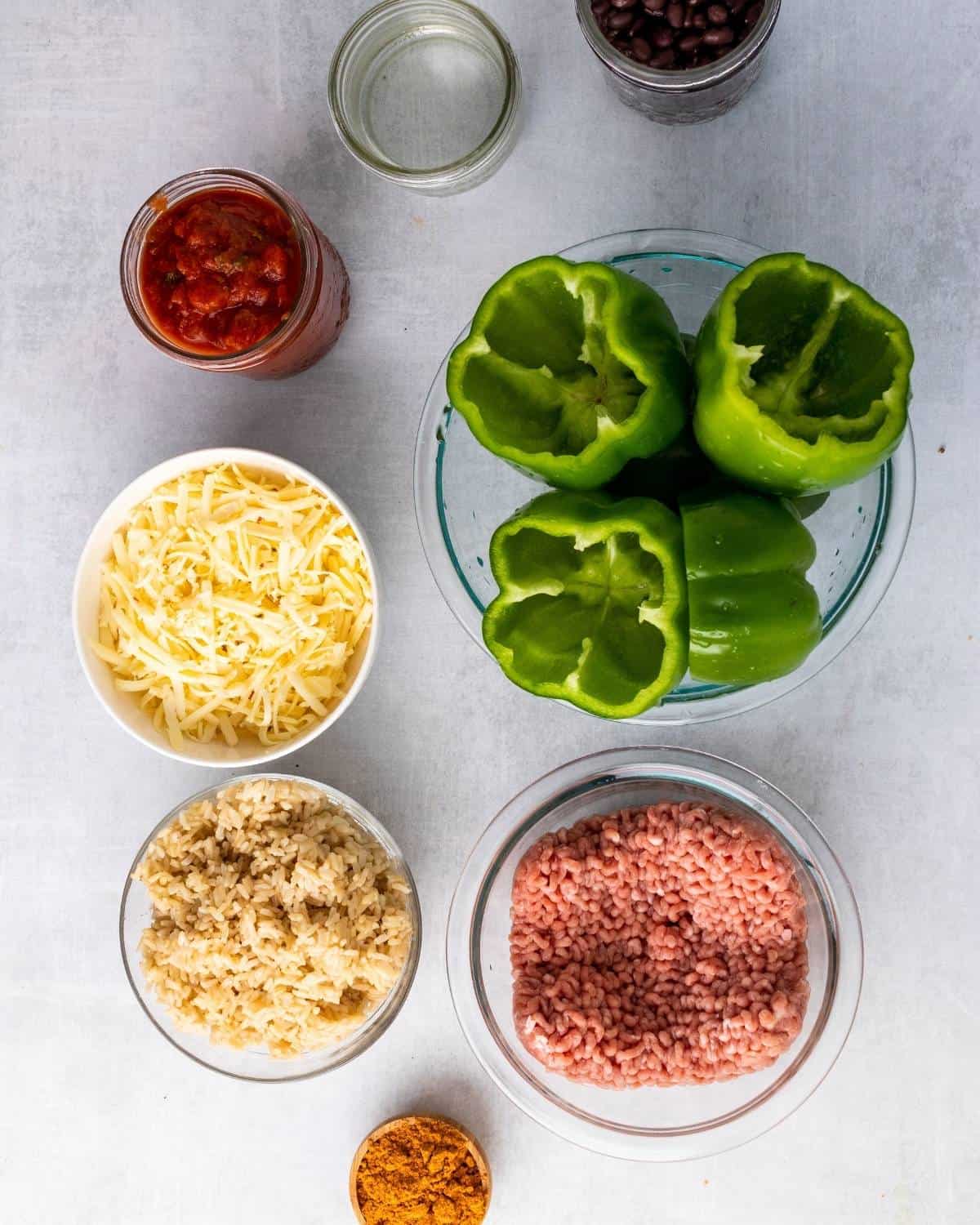 ingredients to make taco stuffed peppers