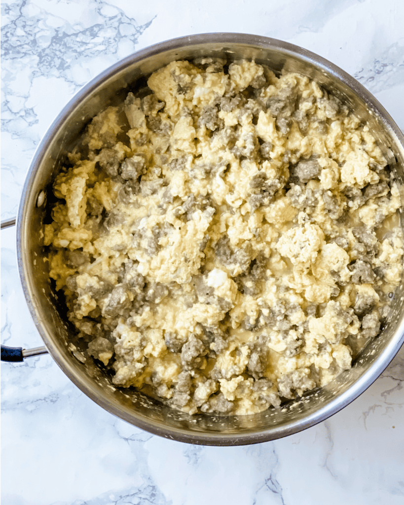 eggs cooked with the sausage