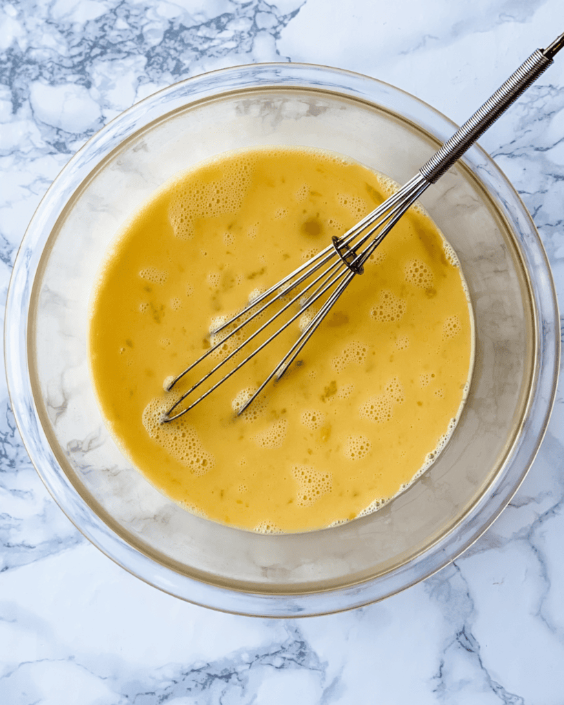 eggs whisked in a bowl