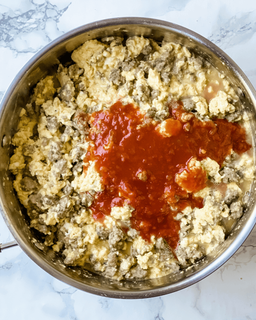 salsa on top of the cooked egg mixture.