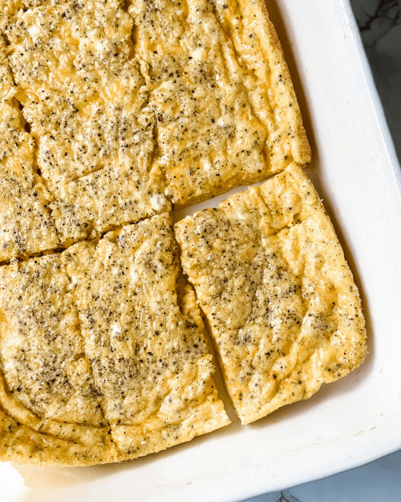 overhead view of the cooked egg bake.