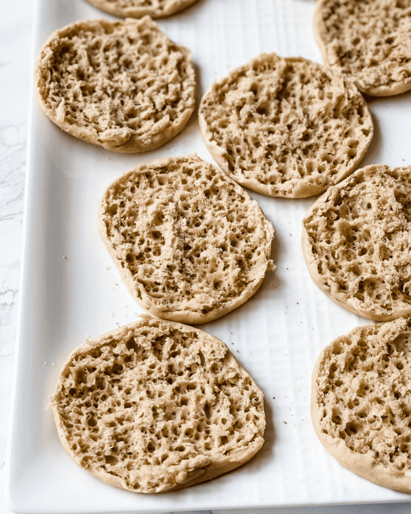 english muffins on a platter.