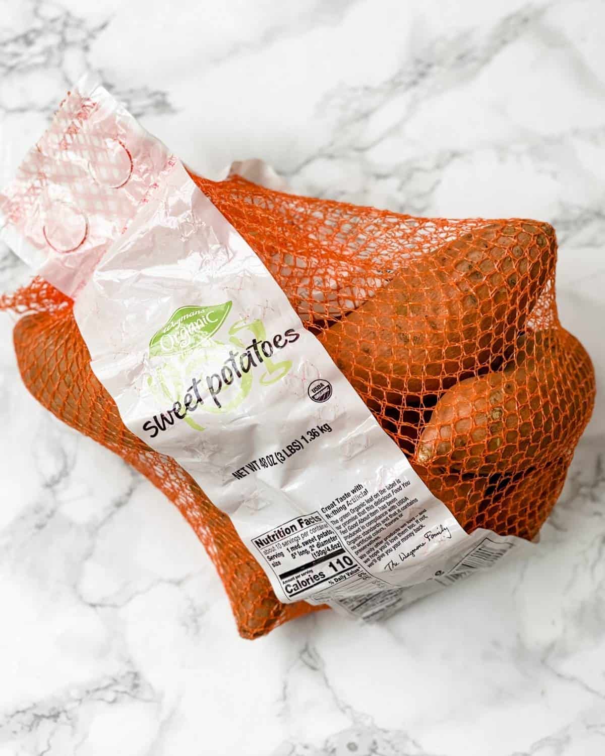 3lb bag of organic sweet potatoes