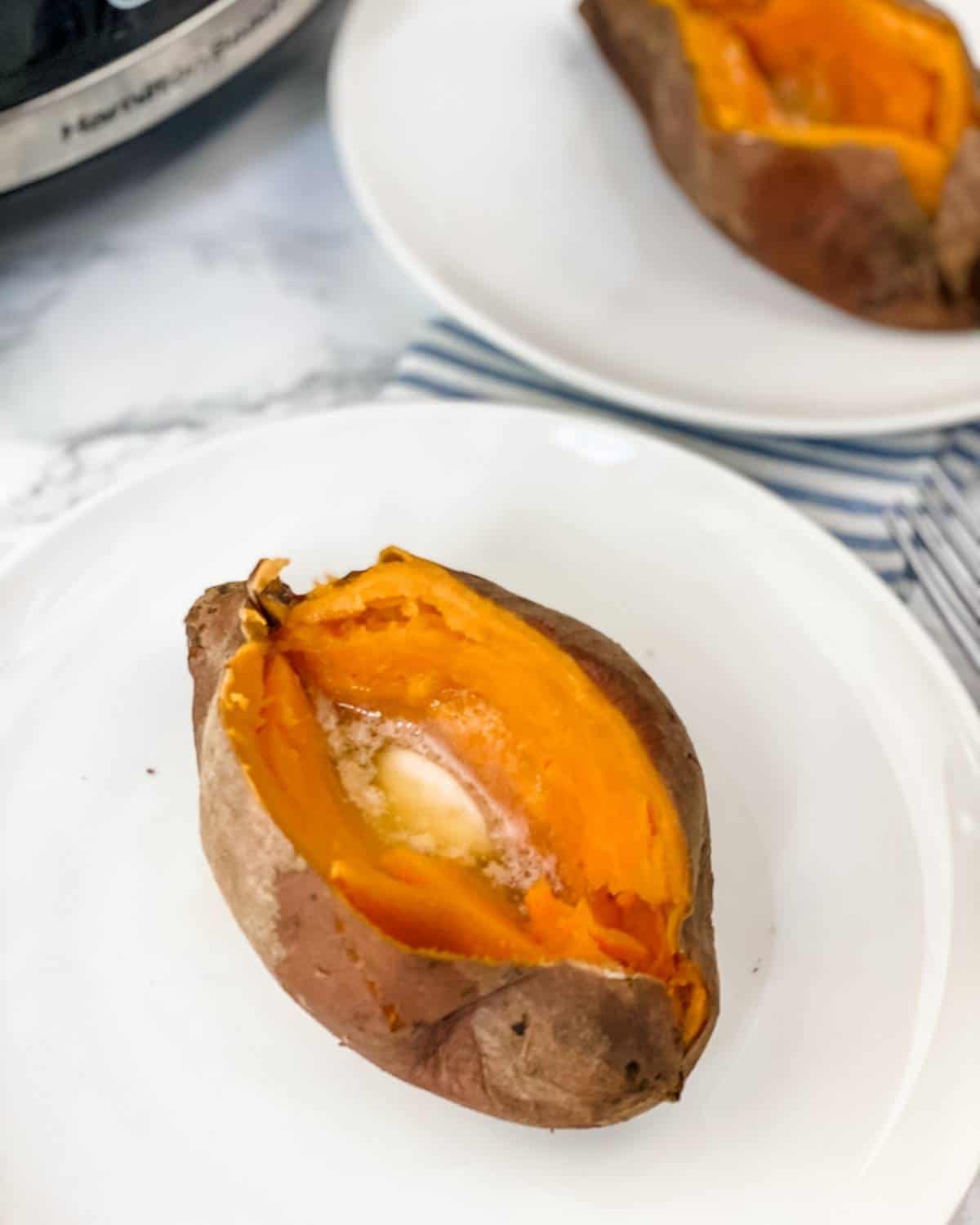 crockpot sweet potatoes cooked with butter.