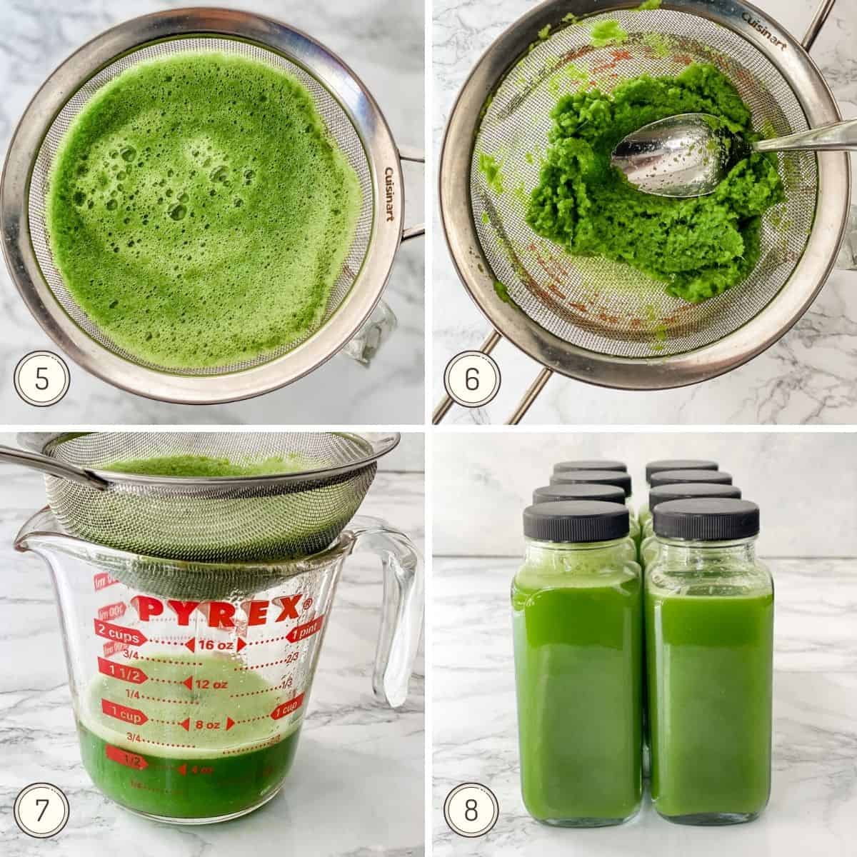 another collage showing how to make green juice for the week.