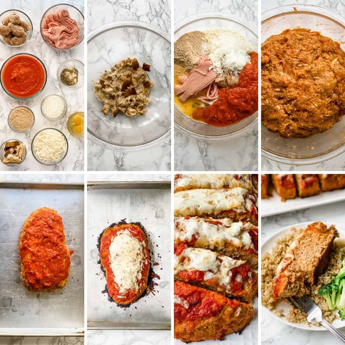 collage showing how to make Italian meatloaf