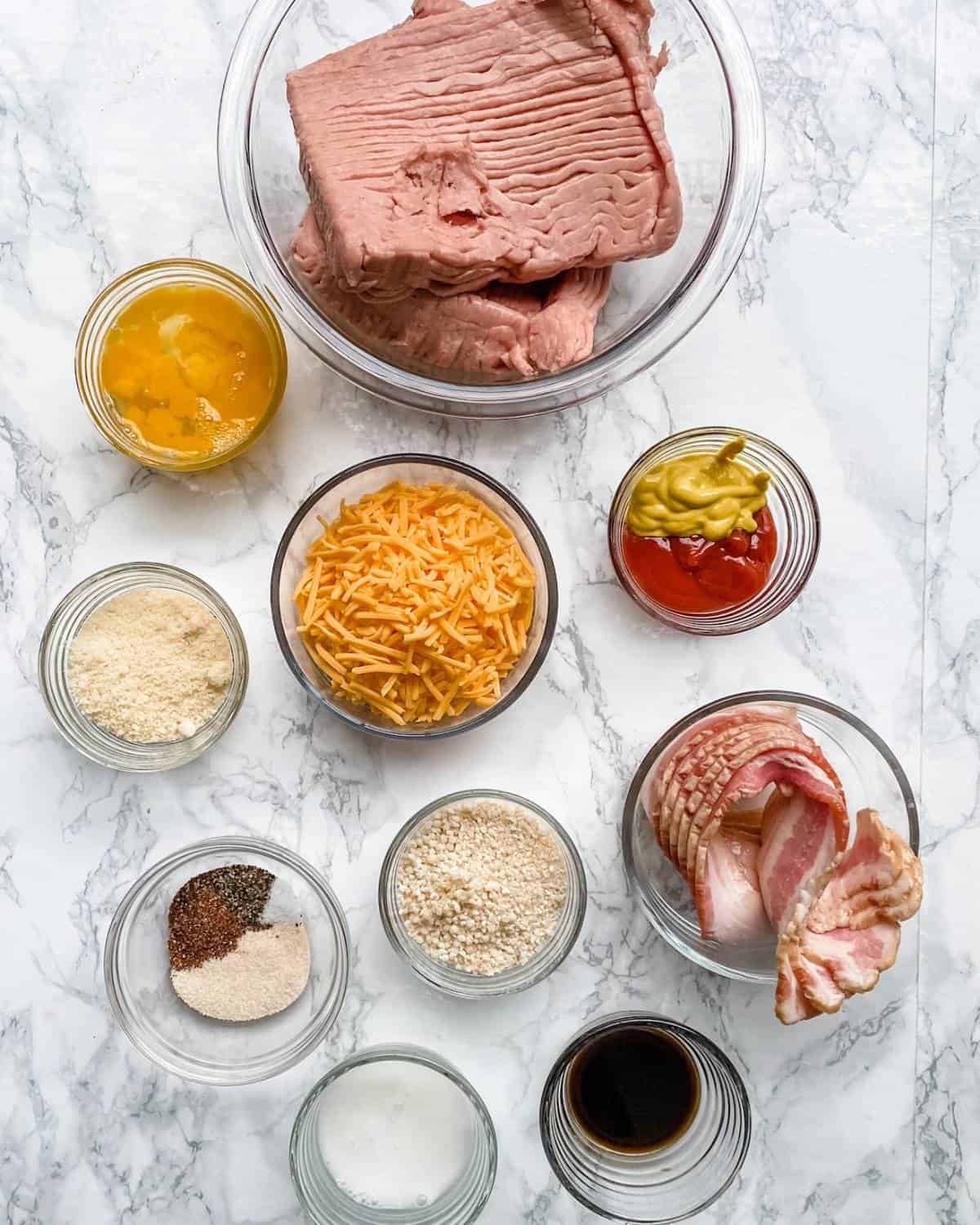 ingredients to make a tasty healthy cheeseburger meatloaf recipe