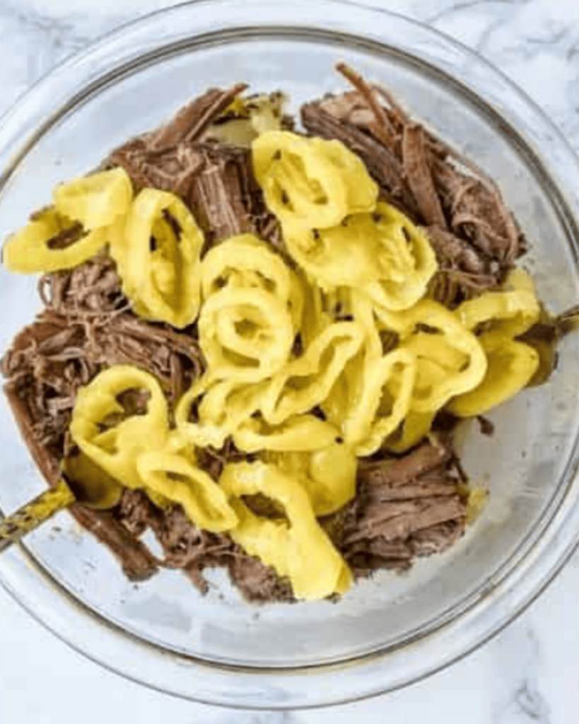 shredded italian beef with pepperoncini