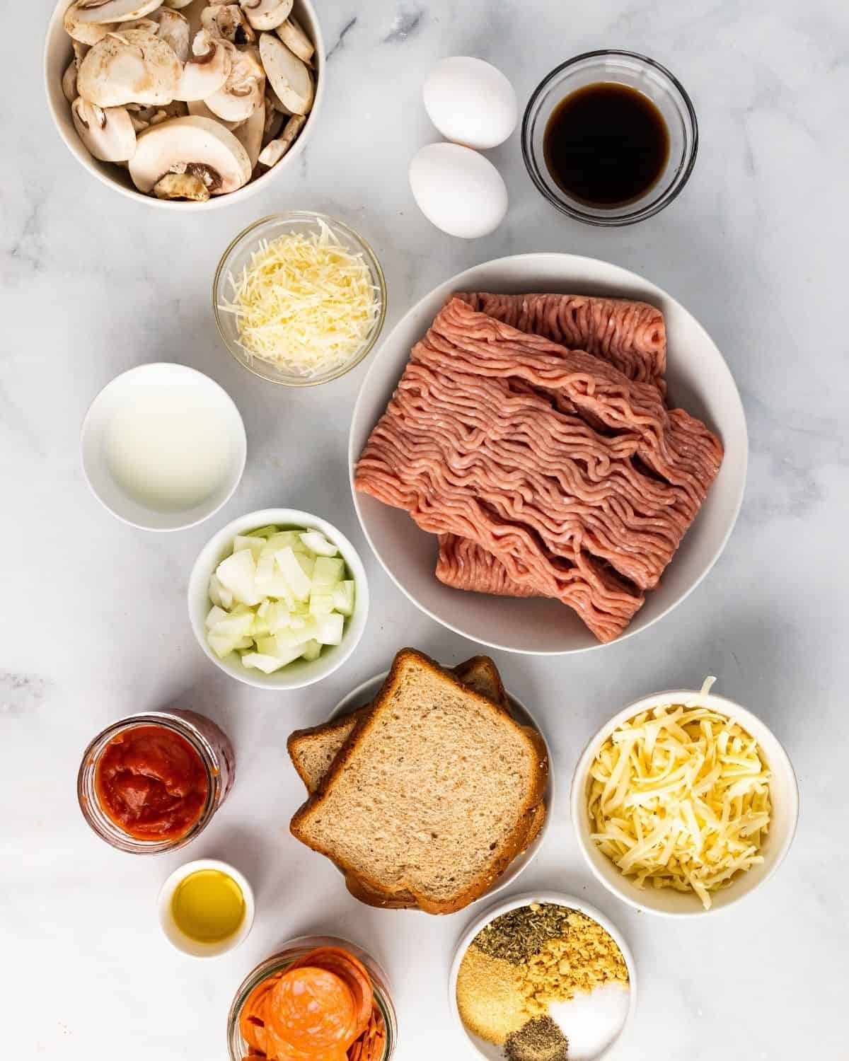 ingredients to make pizza meatloaf