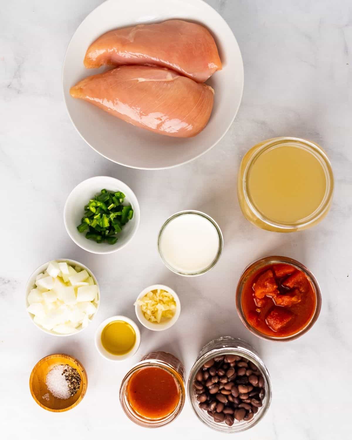 Ingredients for making chicken enchiladas