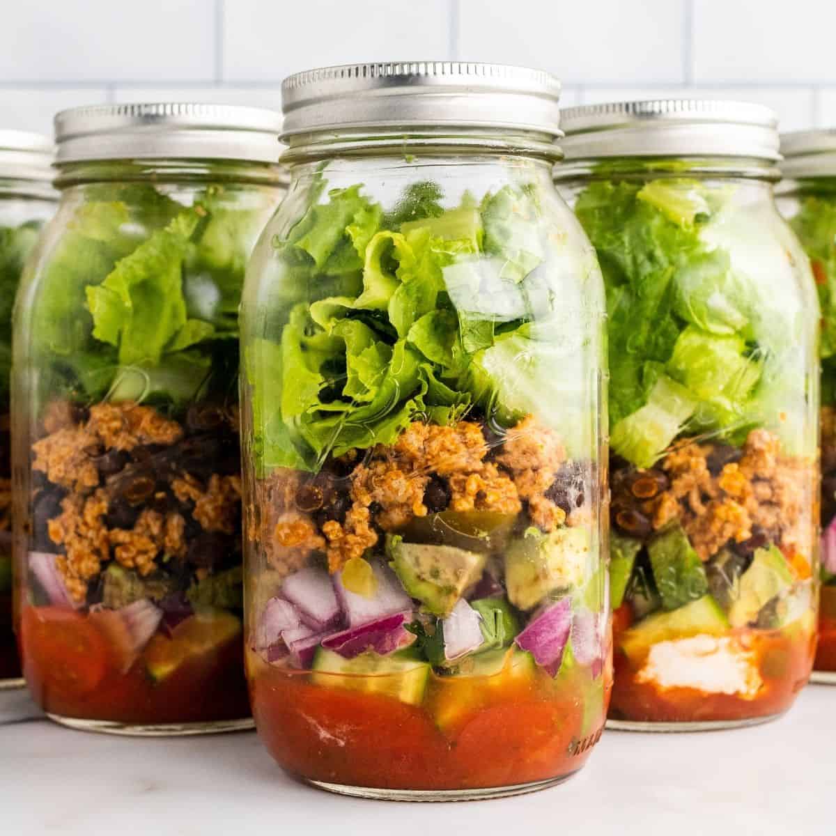 Healthy Taco Salad in Jar - Organize Yourself Skinny