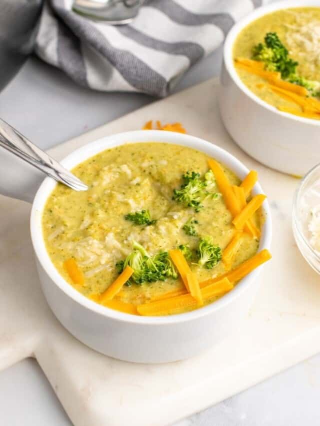 Healthy Broccoli Cheddar Soup (Gluten-free) - Organize Yourself Skinny