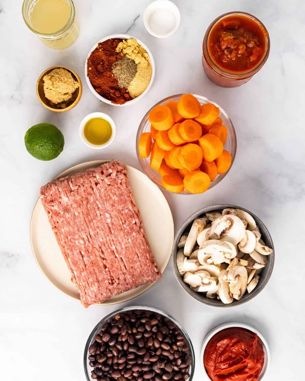 ingredients to make turkey veggie chili