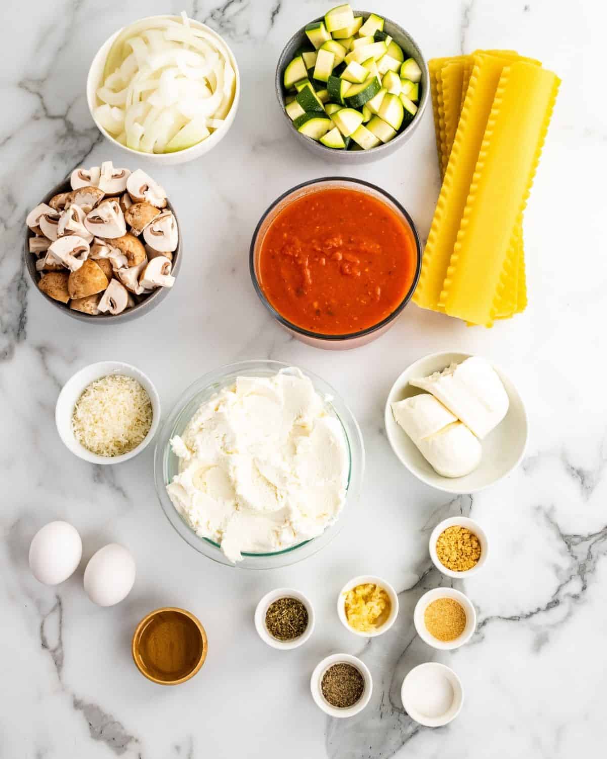 ingredients to make veggie lasagna