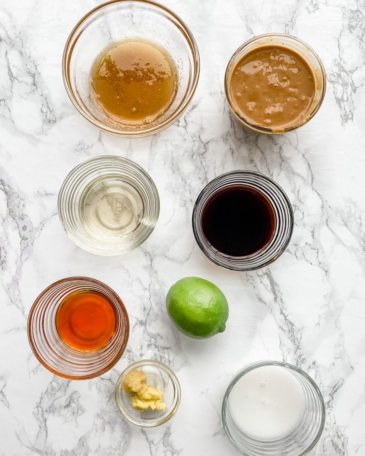 Ingredients to make a Thai Peanut Salad Dressing.