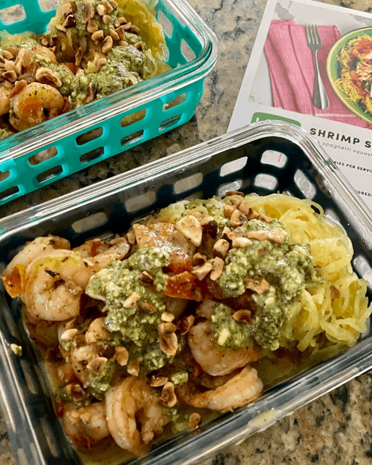 green chef shrimp scampi in a meal prep container