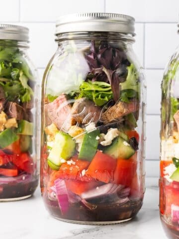 steak salad in a jar