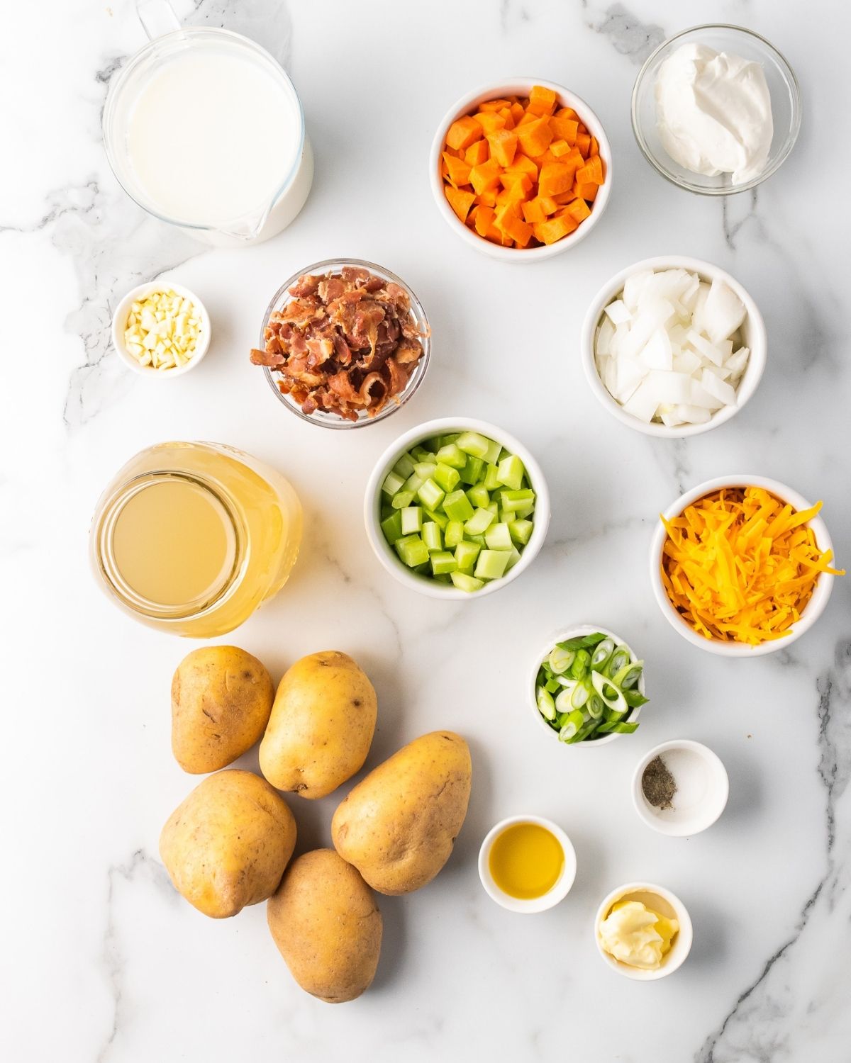 ingredients to make healthy potato soup