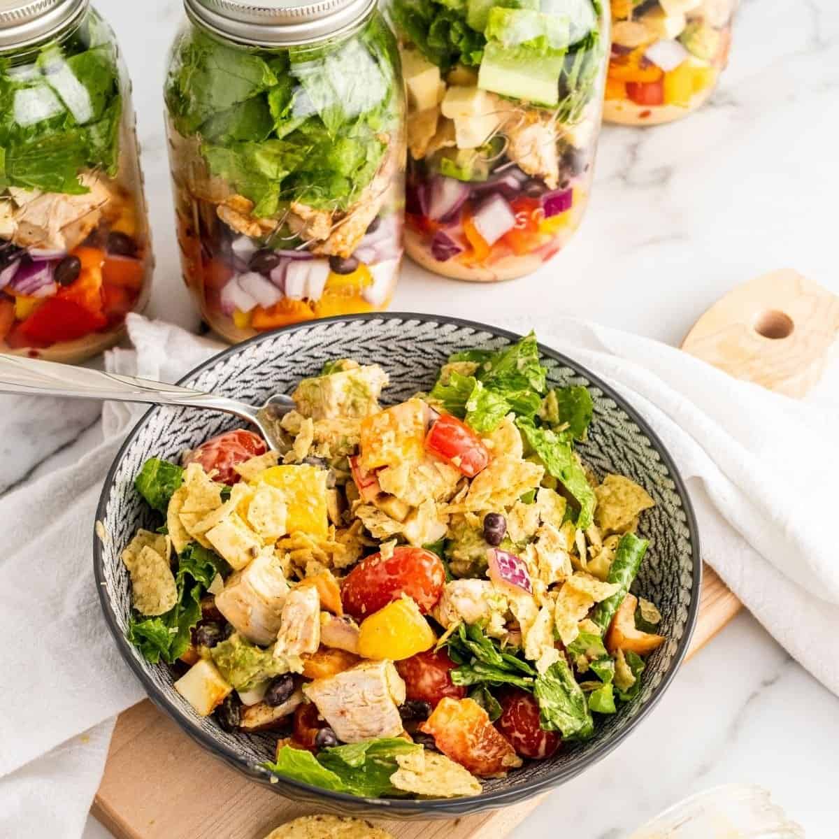 clean eating meal prep salad in jars