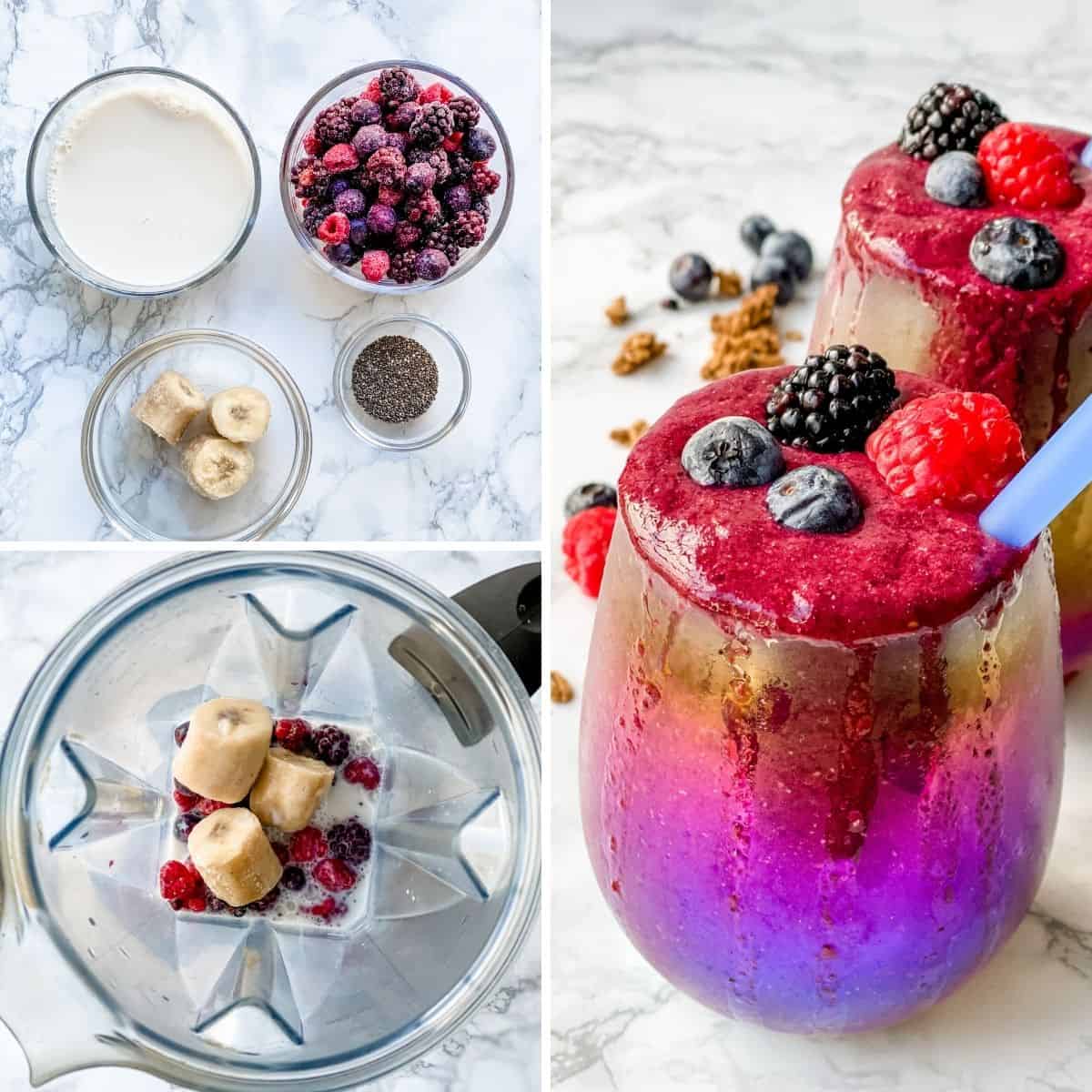 how to make a triple berry smoothie.
