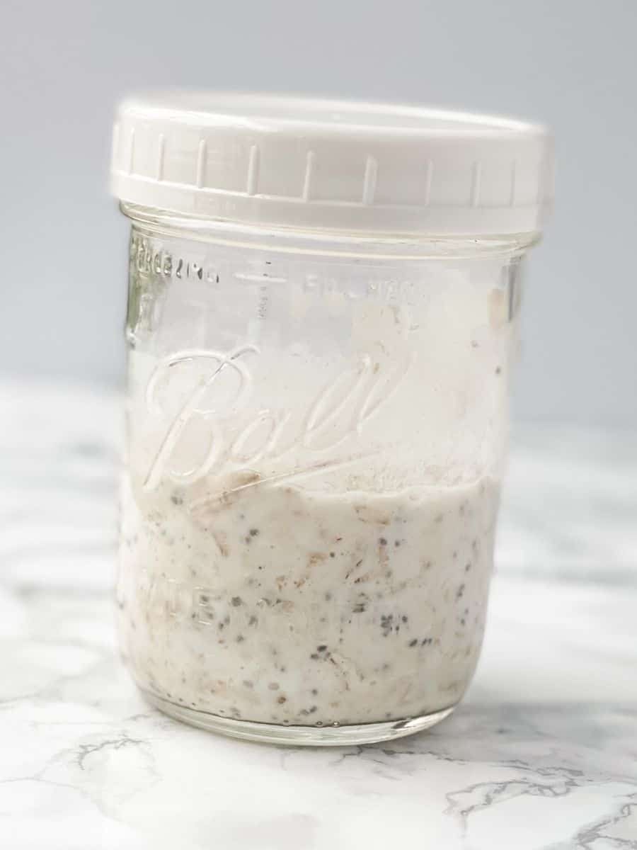 lid on a jar of overnight oats