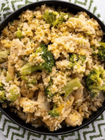 chicken and rice in a bowl