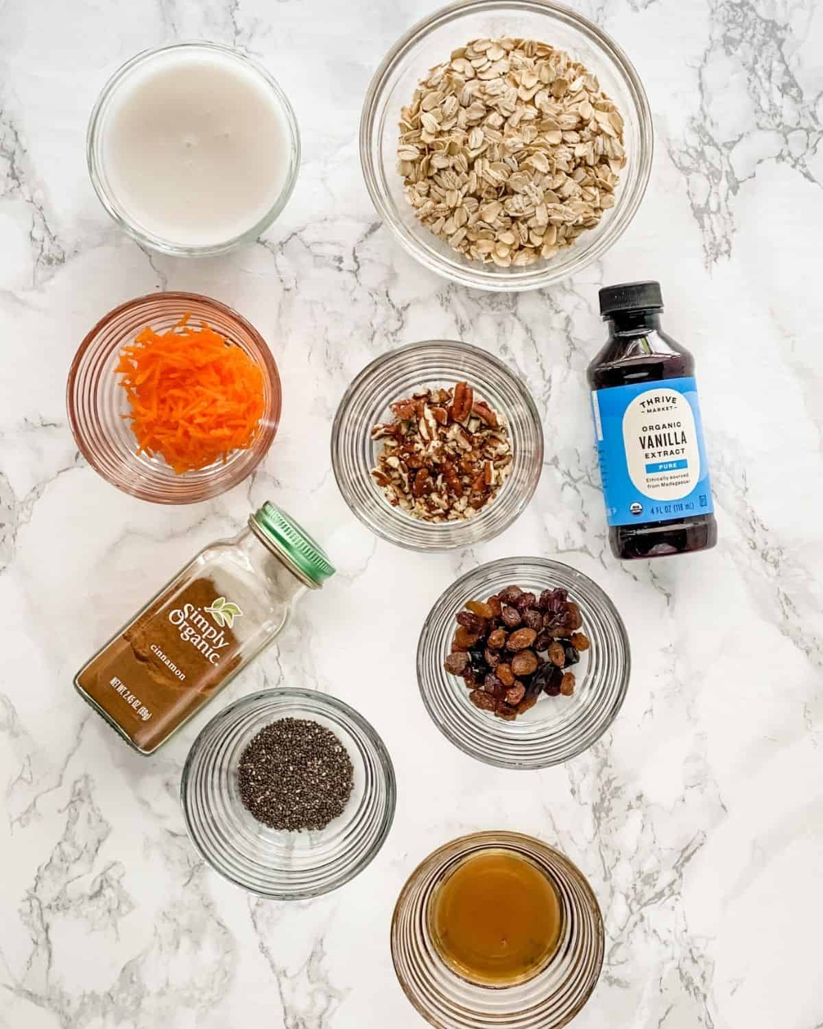 Ingredients for Carrot Cake Overnight Oats