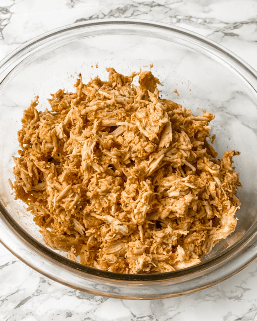 shredded chicken in bowl