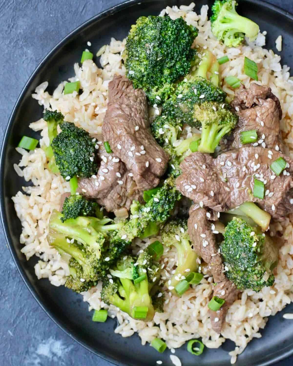 beef and broccoli on rice.