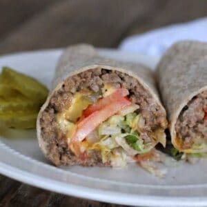 close-up picture of cheeseburger wrap