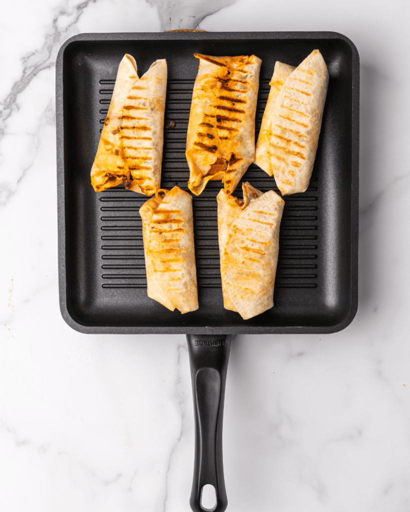 burger wrap cooked on a grill pan