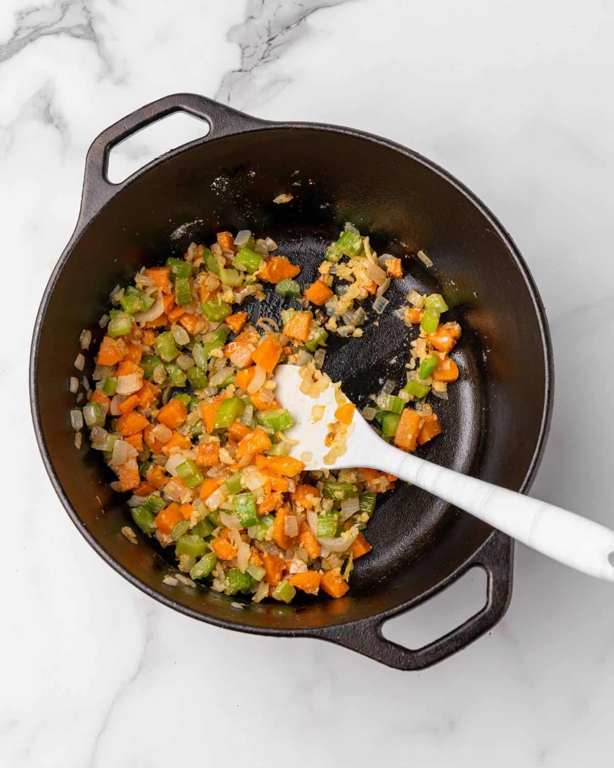 flour and garlic cooked with the veggies