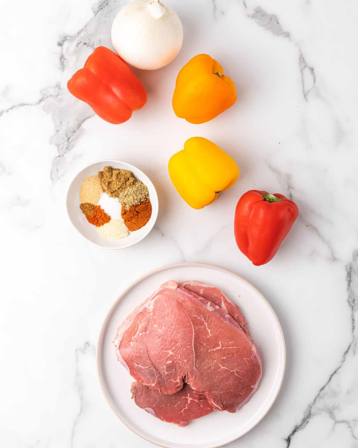 ingredients to make steak fajitas.