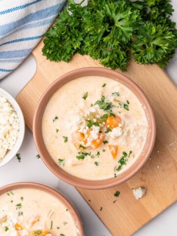 overhead picture of buffalo chicken soup