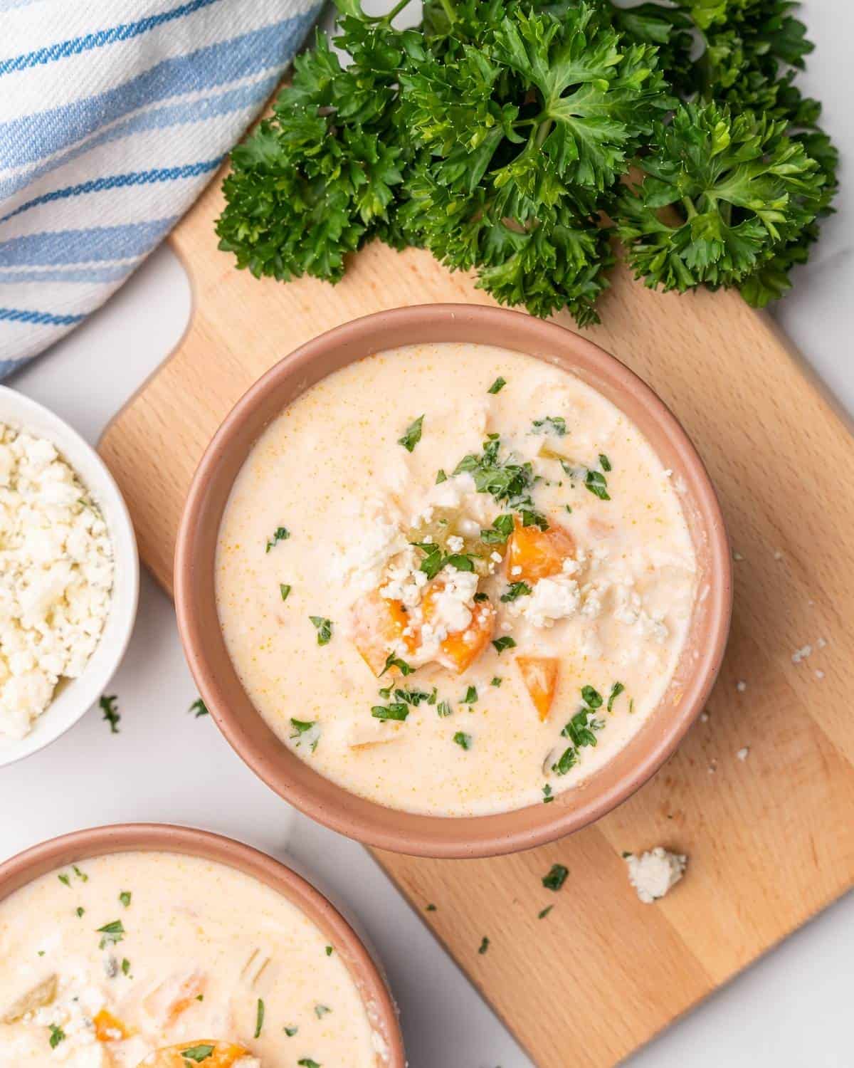 overhead picture of buffalo chicken soup