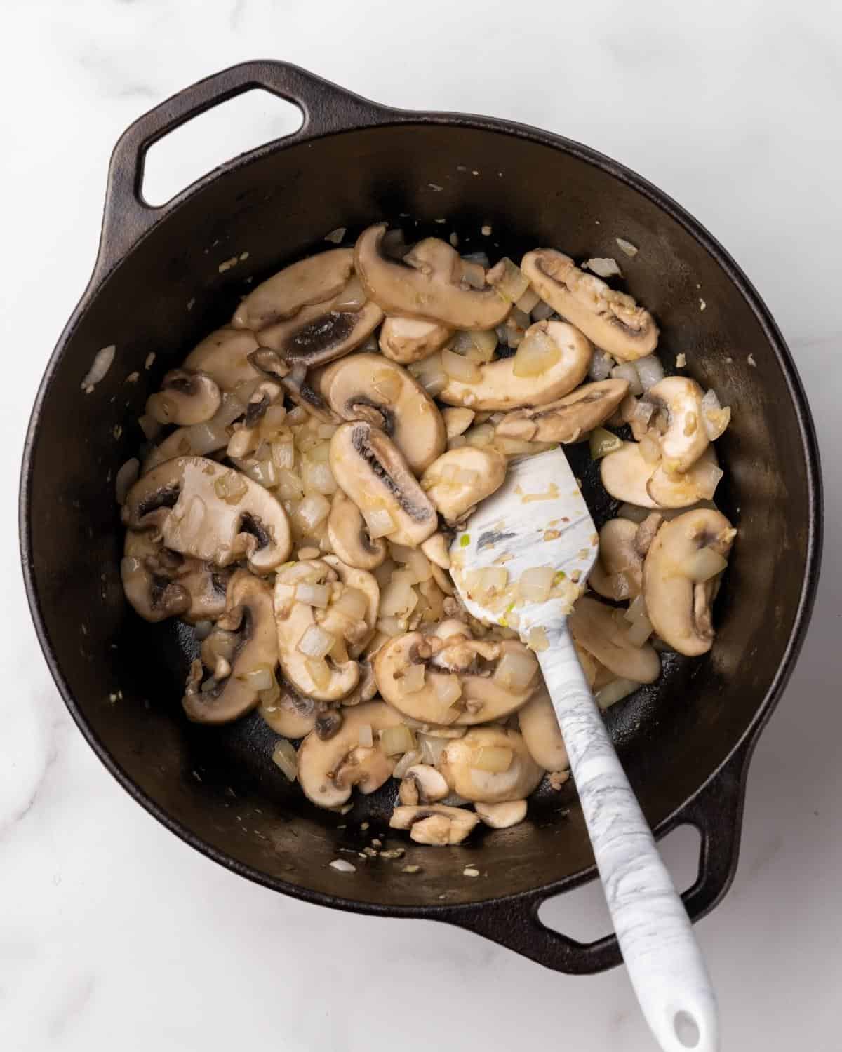 mushrooms cooked with the onions and garlic.