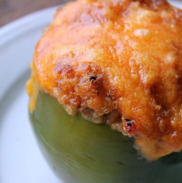 close up of quinoa stuffed peppers