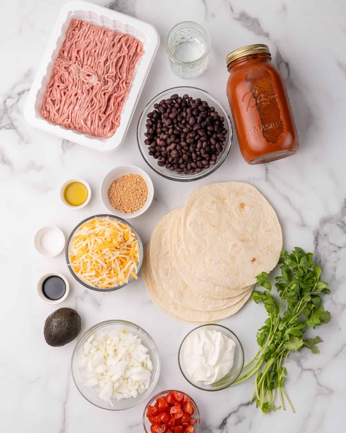 ingredients to make turkey enchiladas.