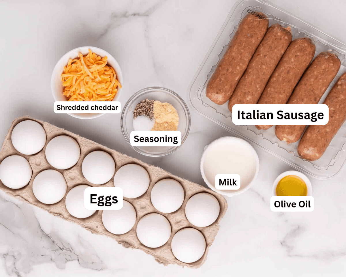ingredients for sausage egg and cheese muffins