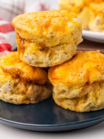 sausage egg muffins on a plate.