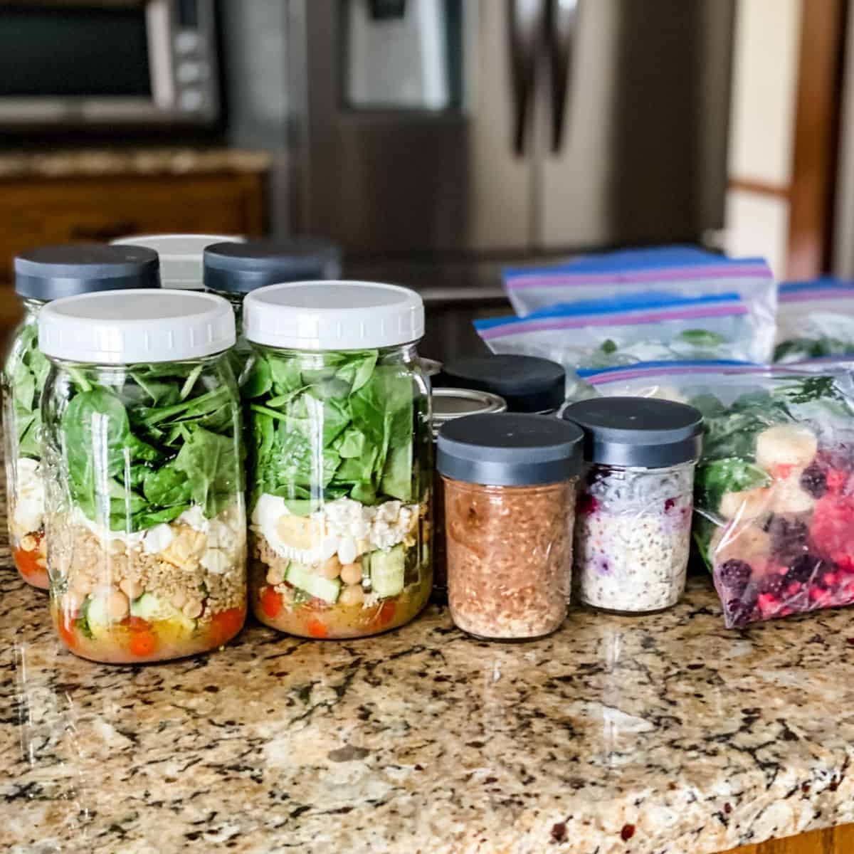 meal prep for the week on the kitchen counter.
