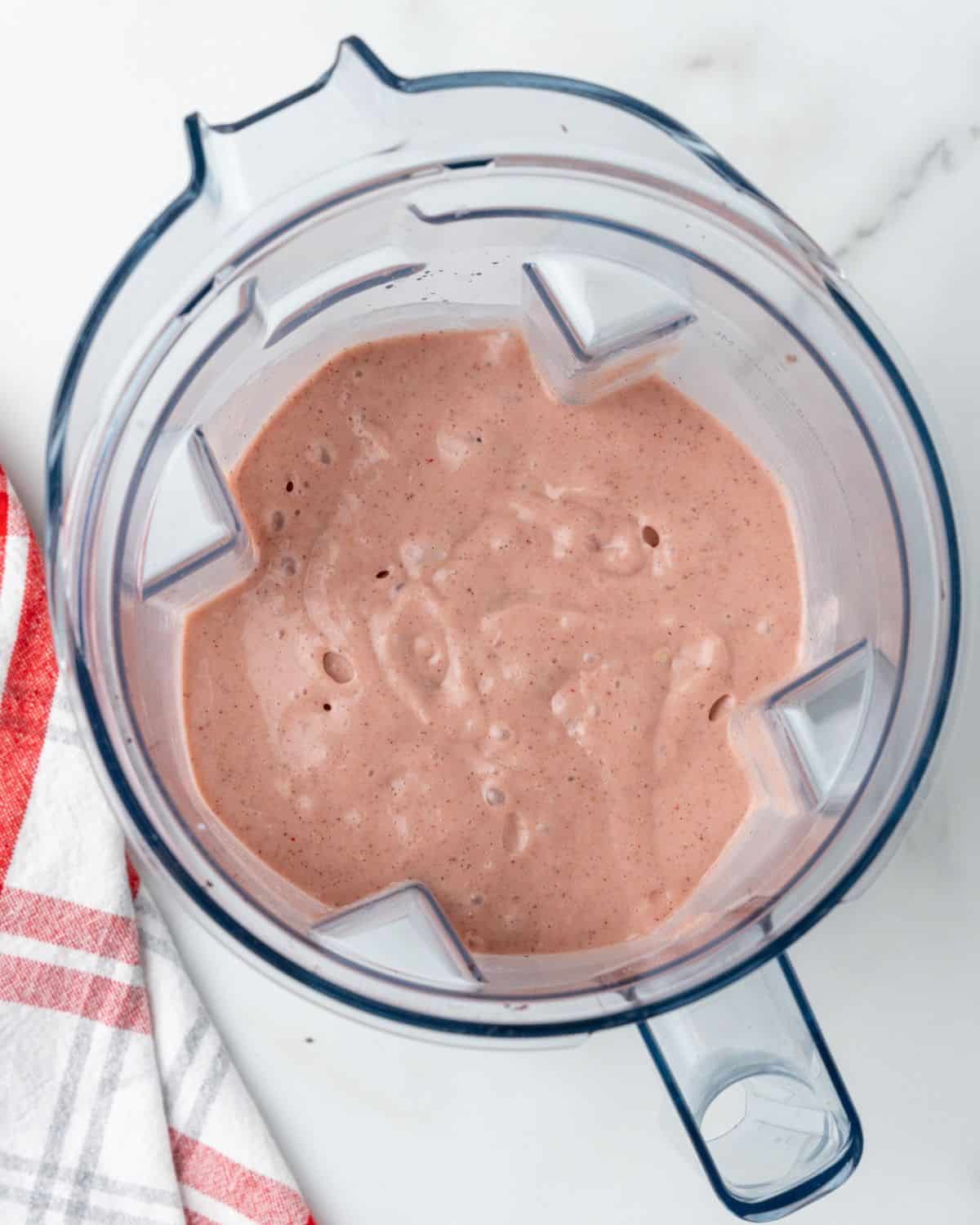 strawberry avocado ingredients blended.